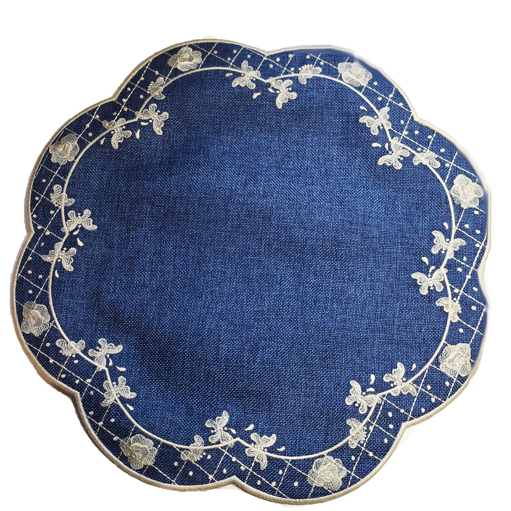 Placemat Florentine Carbon Blue /Off White