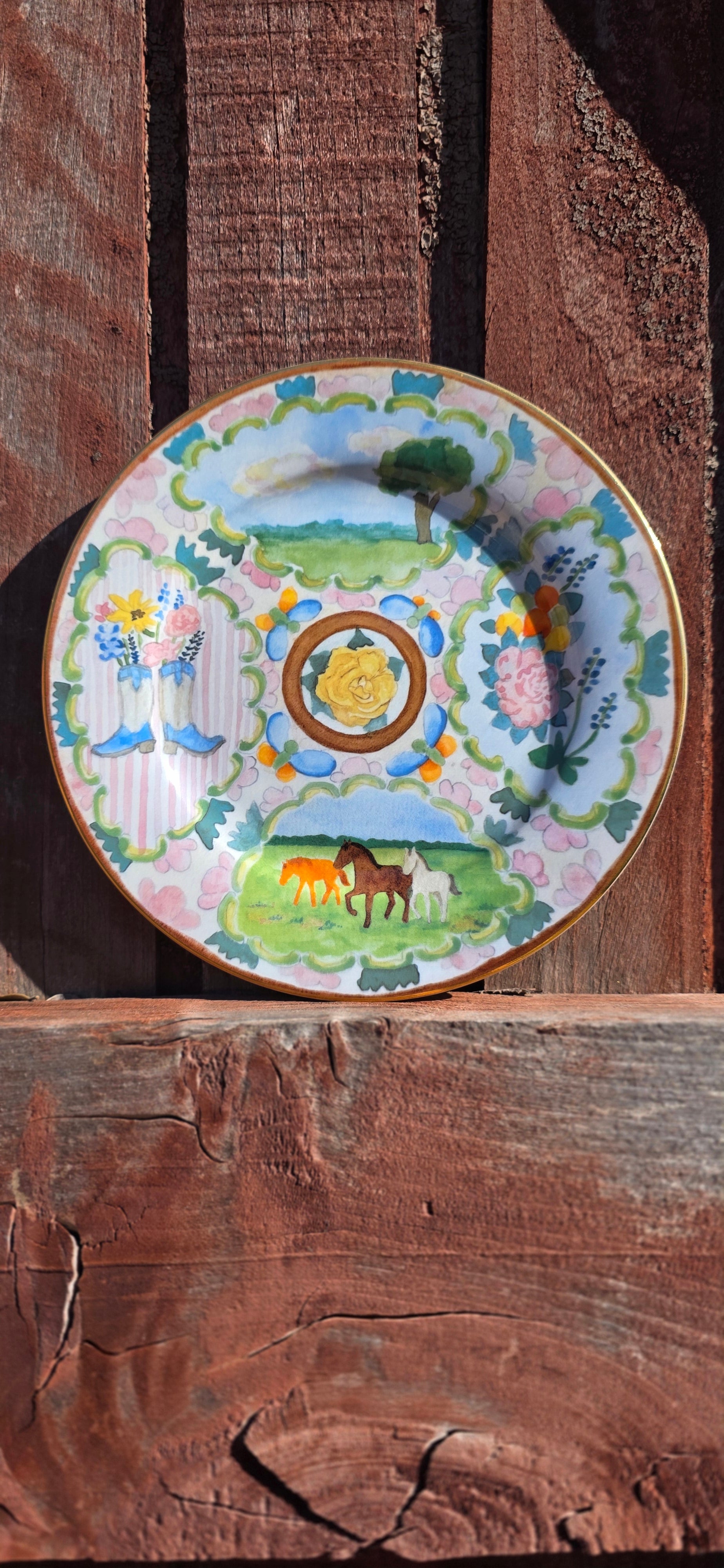 Dinner in the Hayfield -Salad Plate-Set of 4