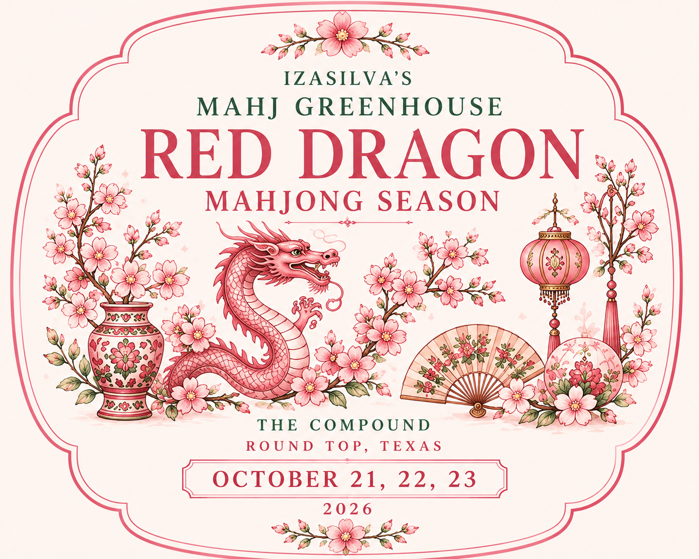 Red Dragon Season -Open Game Day -October 21st-Powered by Mahjong and Magnolias