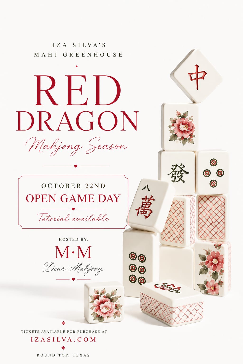 Red Dragon Season - Open Game Day(tutorial available) -October 22nd-Powered by Mahjong and Magnolias and Dear Mahjong